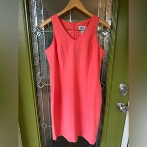 VTG Silk Peach Pink Shift Midi Dress Size 8 NWT Summer Spring Cocktail Party